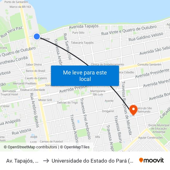 Av. Tapajós, 991 to Universidade do Estado do Pará (UEPA) map