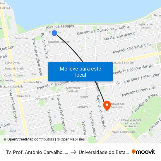 Tv. Prof. Antônio Carvalho, 1439 | Mercadão 2000 to Universidade do Estado do Pará (UEPA) map