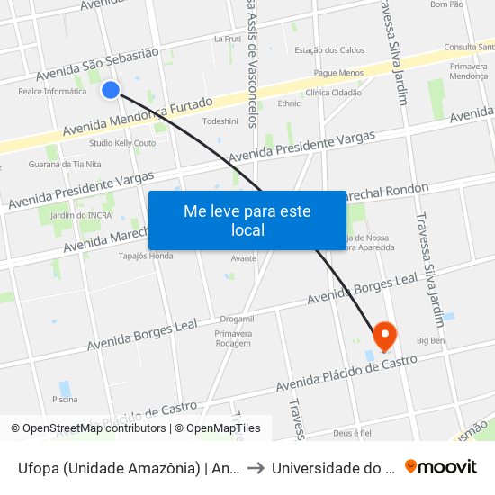 Ufopa (Unidade Amazônia) | Antônio Carvalho Com Mendonça Furtado to Universidade do Estado do Pará (UEPA) map