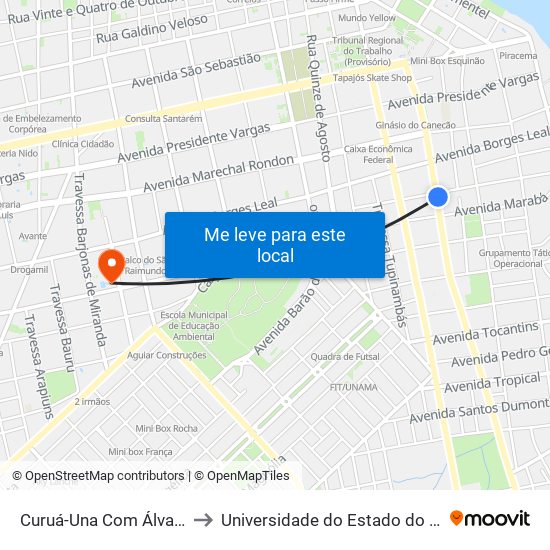 Curuá-Una Com Álvaro Adolfo to Universidade do Estado do Pará (UEPA) map