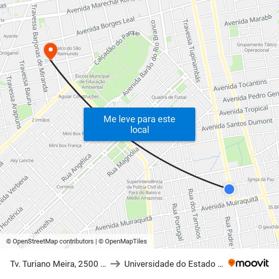 Tv. Turiano Meira, 2500 | Frigo Tapajós to Universidade do Estado do Pará (UEPA) map