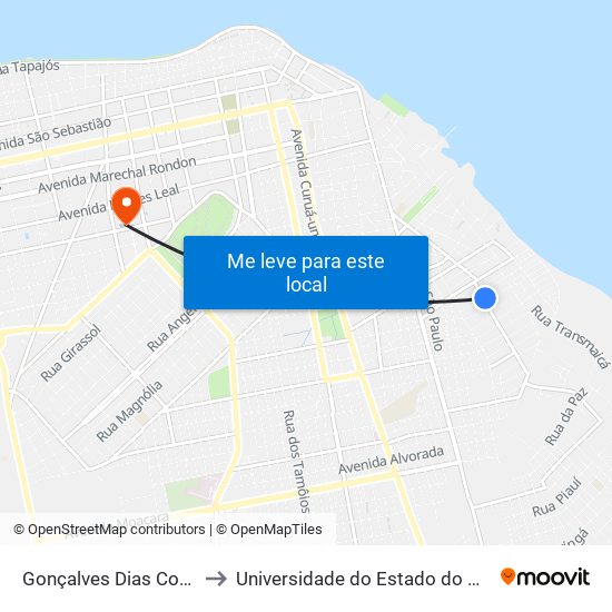 Gonçalves Dias Com Tauari to Universidade do Estado do Pará (UEPA) map