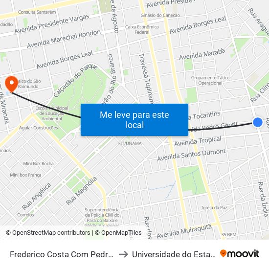 Frederico Costa Com Pedro Gentil | Sentido Norte to Universidade do Estado do Pará (UEPA) map