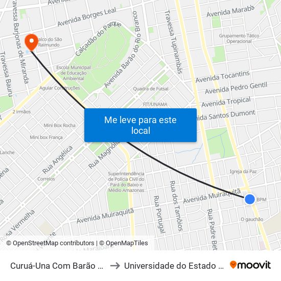 Curuá-Una Com Barão De São Nicolau to Universidade do Estado do Pará (UEPA) map
