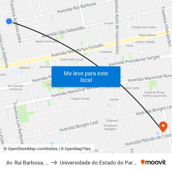 Av. Rui Barbosa, 2712 to Universidade do Estado do Pará (UEPA) map