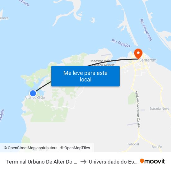 Terminal Urbano De Alter Do Chão | Rua Pedro Teixeira, 299 to Universidade do Estado do Pará (UEPA) map