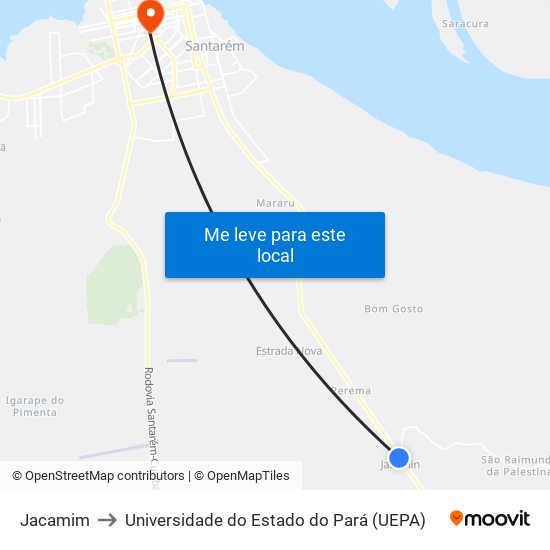 Jacamim to Universidade do Estado do Pará (UEPA) map