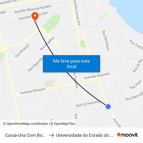 Curuá-Una Com Bom Jardim to Universidade do Estado do Pará (UEPA) map