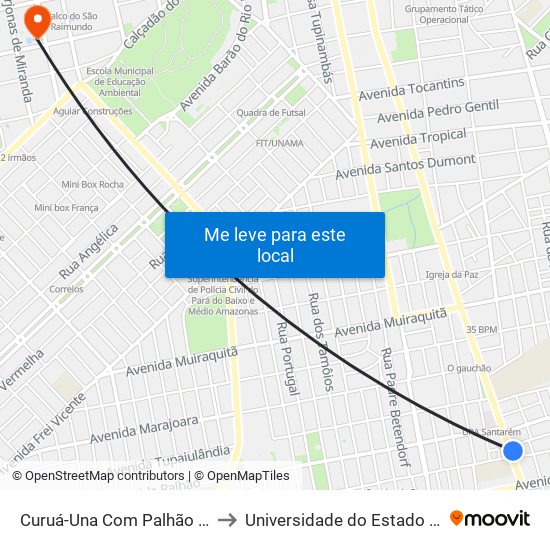 Curuá-Una Com Palhão | Sentido Norte to Universidade do Estado do Pará (UEPA) map