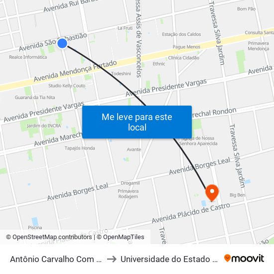 Antônio Carvalho Com São Sebastião to Universidade do Estado do Pará (UEPA) map