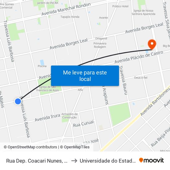 Rua Dep. Coacari Nunes, 3545 | Emef Rotary to Universidade do Estado do Pará (UEPA) map