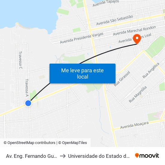 Av. Eng. Fernando Guilhon, 7054 to Universidade do Estado do Pará (UEPA) map