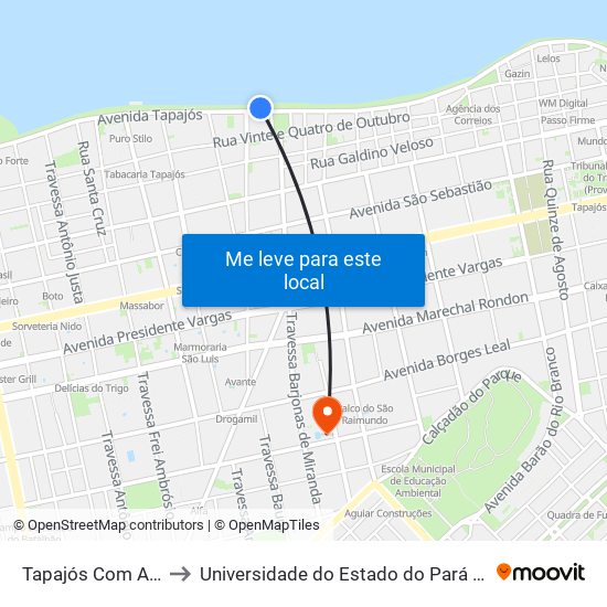 Tapajós Com Assis to Universidade do Estado do Pará (UEPA) map