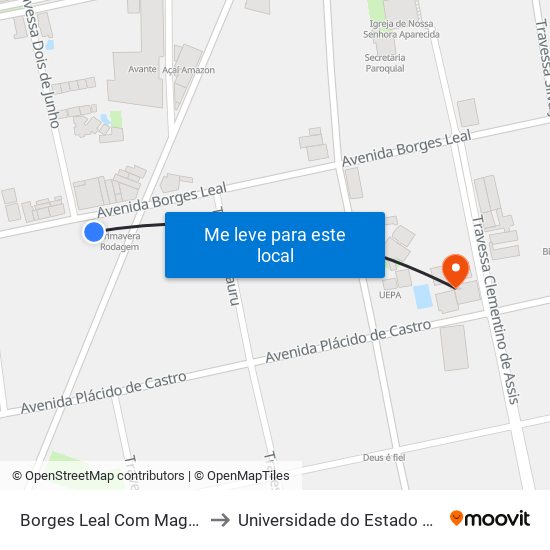 Borges Leal Com Magalhães Barata to Universidade do Estado do Pará (UEPA) map