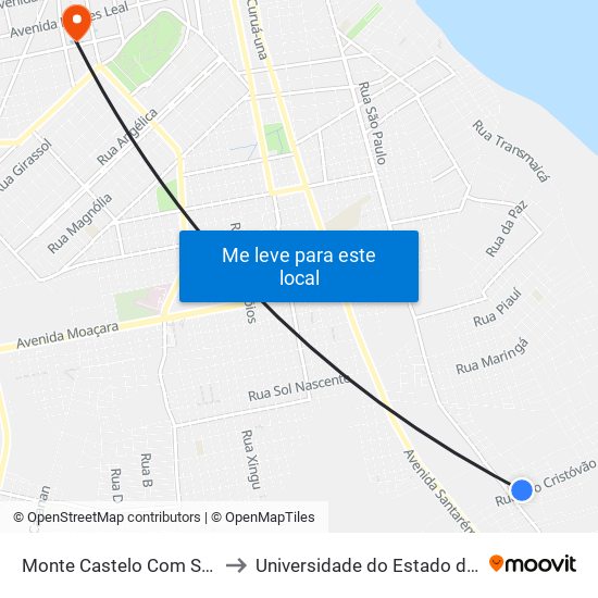 Monte Castelo Com São Cristóvão to Universidade do Estado do Pará (UEPA) map