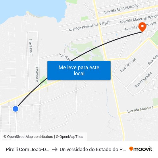 Pirelli Com João-De-Barro to Universidade do Estado do Pará (UEPA) map