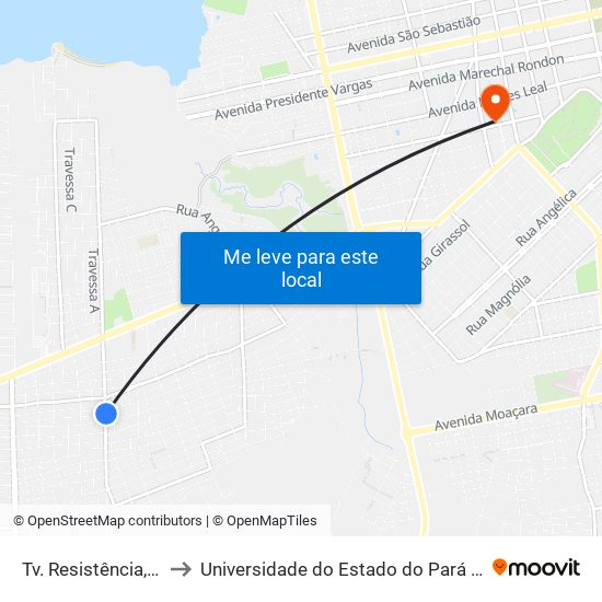 Tv. Resistência, 173 to Universidade do Estado do Pará (UEPA) map