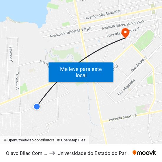 Olavo Bilac Com Jader to Universidade do Estado do Pará (UEPA) map