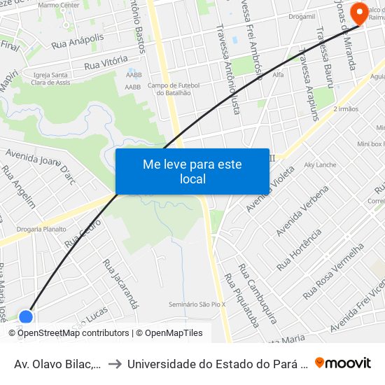 Olavo Bilac Com Tomé De Souza | Sentido Leste to Universidade do Estado do Pará (UEPA) map