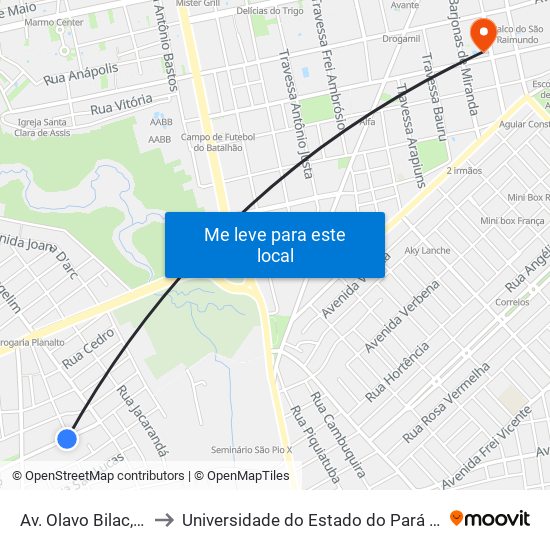 Olavo Bilac Com 31 De Maio | Sentido Leste to Universidade do Estado do Pará (UEPA) map