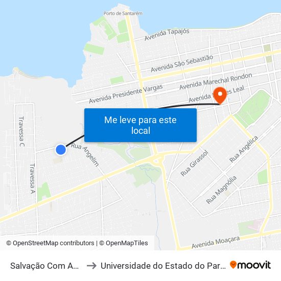 Salvação Com Angelim to Universidade do Estado do Pará (UEPA) map