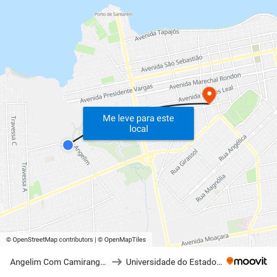 Angelim Com Camiranga | Sentido Oeste to Universidade do Estado do Pará (UEPA) map