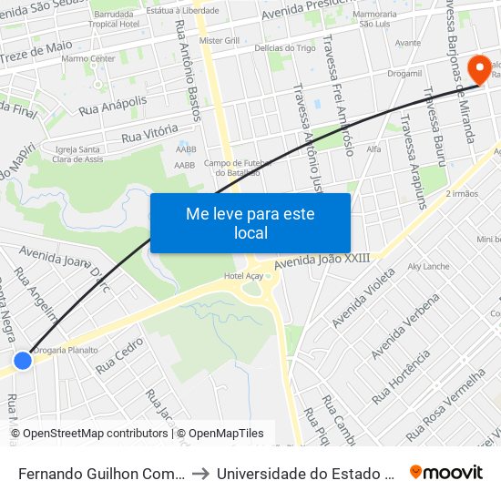 Fernando Guilhon Com Ponta Negra to Universidade do Estado do Pará (UEPA) map