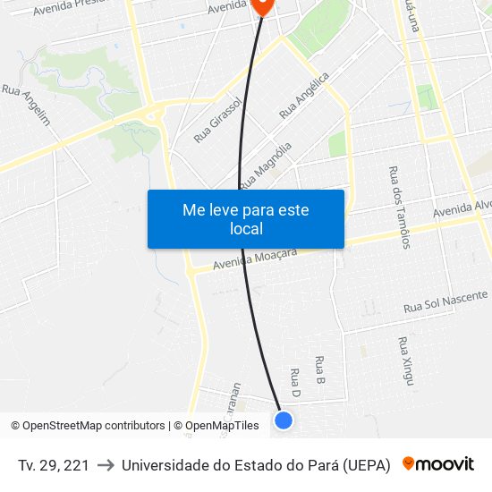 Tv. 29, 221 to Universidade do Estado do Pará (UEPA) map