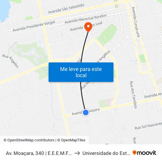 Av. Moaçara, 340 | E.E.E.M.F Profª Maria Uchôa Martins to Universidade do Estado do Pará (UEPA) map