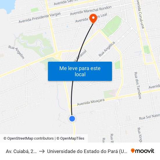 Av. Cuiabá, 206 to Universidade do Estado do Pará (UEPA) map