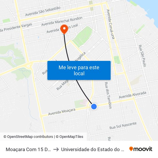 Moaçara Com 15 De Março to Universidade do Estado do Pará (UEPA) map