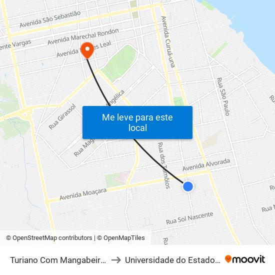 Turiano Com Mangabeira | Sentido Norte to Universidade do Estado do Pará (UEPA) map