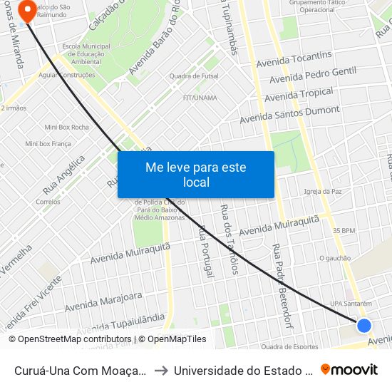 Curuá-Una Com Moaçara | Sentido Sul to Universidade do Estado do Pará (UEPA) map