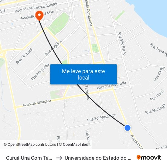 Curuá-Una Com Tamandaré to Universidade do Estado do Pará (UEPA) map