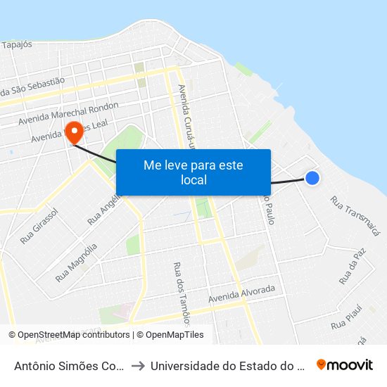 Antônio Simões Com Tauari to Universidade do Estado do Pará (UEPA) map