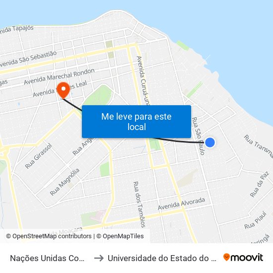 Nações Unidas Com Castelo to Universidade do Estado do Pará (UEPA) map