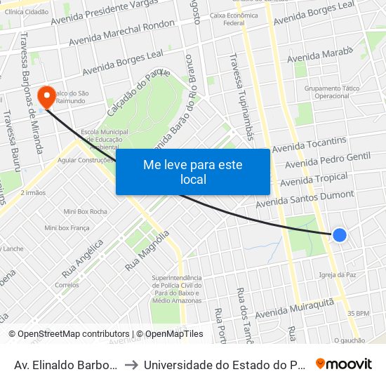 Av. Elinaldo Barbosa, 101 to Universidade do Estado do Pará (UEPA) map