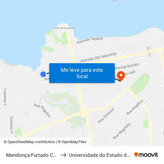 Mendonça Furtado Com Kennedy to Universidade do Estado do Pará (UEPA) map