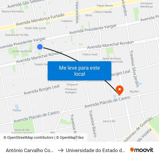 Antônio Carvalho Com Marechal to Universidade do Estado do Pará (UEPA) map