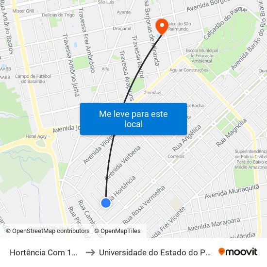 Hortência Com 11 Horas to Universidade do Estado do Pará (UEPA) map