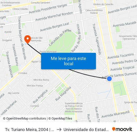 Tv. Turiano Meira, 2004 | Espaço Belíssima to Universidade do Estado do Pará (UEPA) map