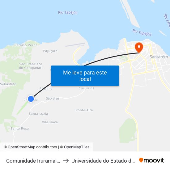 Comunidade Irurama| Ponto Final to Universidade do Estado do Pará (UEPA) map