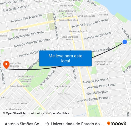 Antônio Simões Com Belém to Universidade do Estado do Pará (UEPA) map