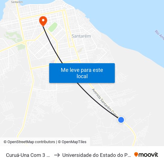 Curuá-Una Com 3 Poderes to Universidade do Estado do Pará (UEPA) map