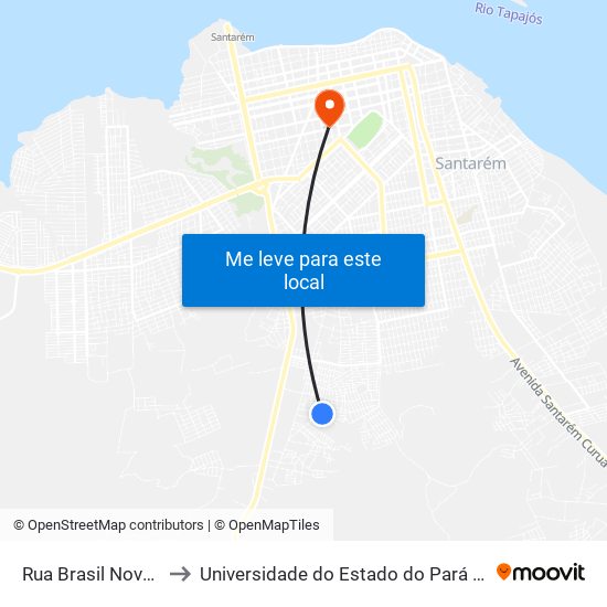 Rua Brasil Novo, 75 to Universidade do Estado do Pará (UEPA) map