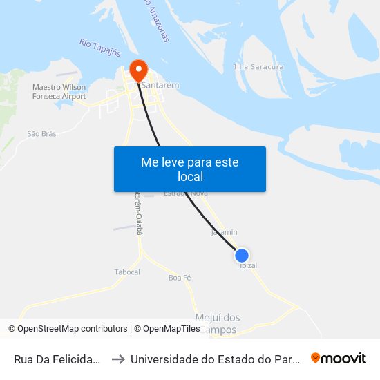 Rua Da Felicidade, 10 to Universidade do Estado do Pará (UEPA) map