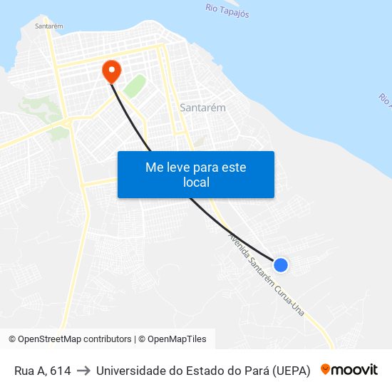 Rua A, 614 to Universidade do Estado do Pará (UEPA) map