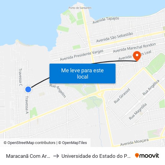 Maracanã Com Aramanaí to Universidade do Estado do Pará (UEPA) map