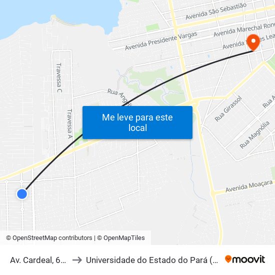 Av. Cardeal, 6322 to Universidade do Estado do Pará (UEPA) map