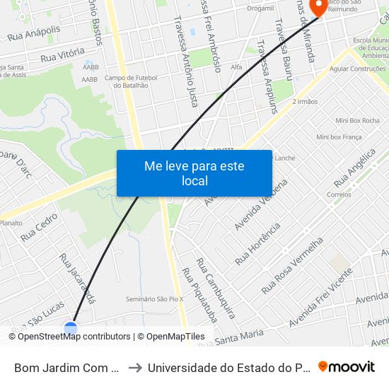 Bom Jardim Com Angelim to Universidade do Estado do Pará (UEPA) map